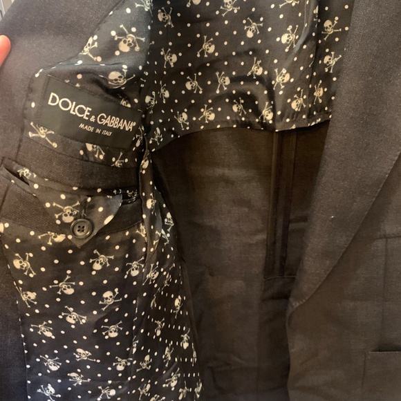 Dolce & Gabbana Men’s Blazer – Charcoal Wool, Skull Print Lining, Made in Italy - Picture 5 of 6